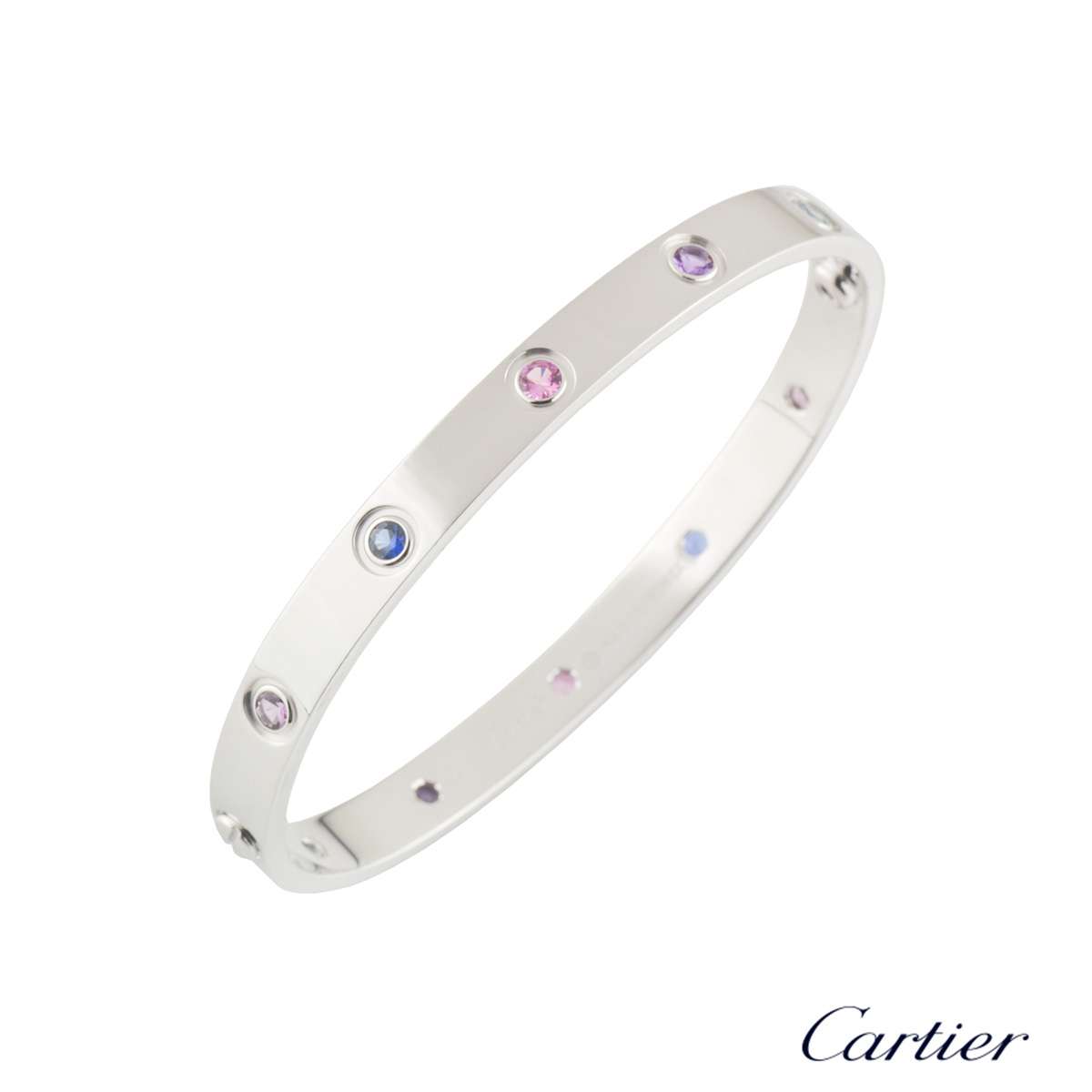 Cartier Coloured Stones Love Bracelet Size 17 B6036317 Rich Diamonds